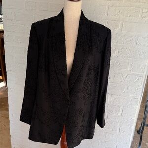 Dana Buchman Elegant Black Embellished Evening Jacket. Size 14W
